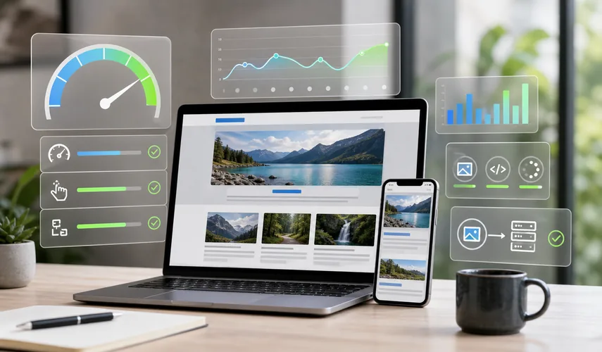 Illustration for blog article: Website Speed and Core Web Vitals: How Better UX Supports SEO
