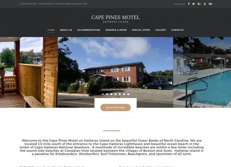 Portfolio project preview: Cape Pines Motel