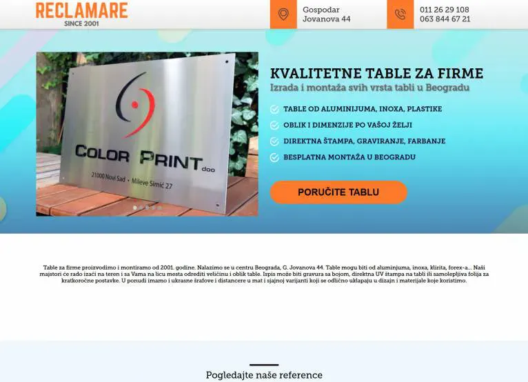 Portfolio prikaz projekta: Reclamare