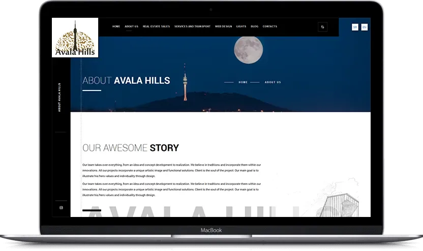 Dodatni desktop ekran projekta Avala Hills