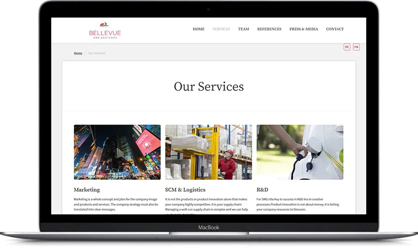 Dodatni desktop ekran projekta Bellevue SME advisors