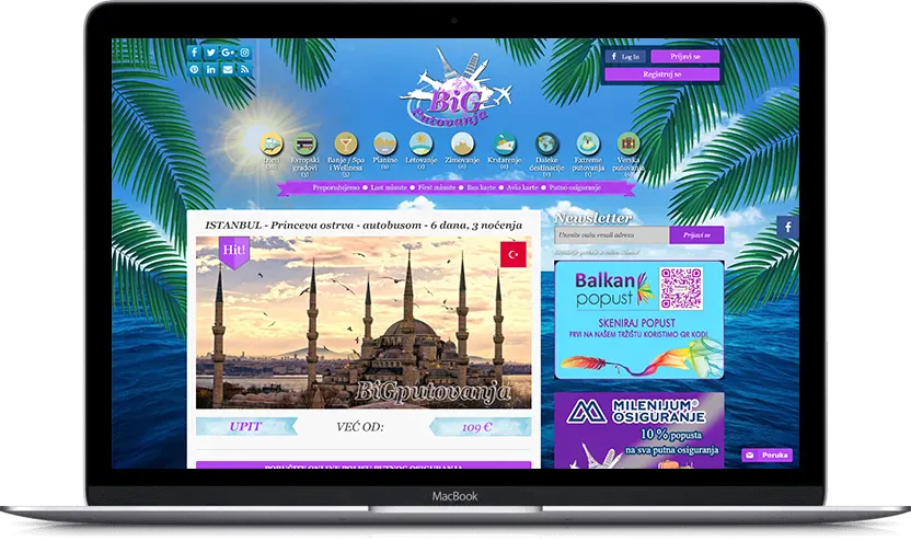 Dodatni desktop ekran projekta BiG putovanja