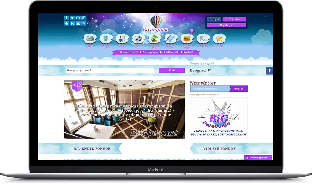 Desktop prikaz projekta BiGpopust
