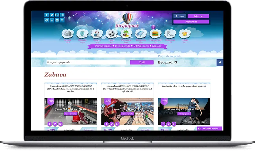 Dodatni desktop ekran projekta BiGpopust