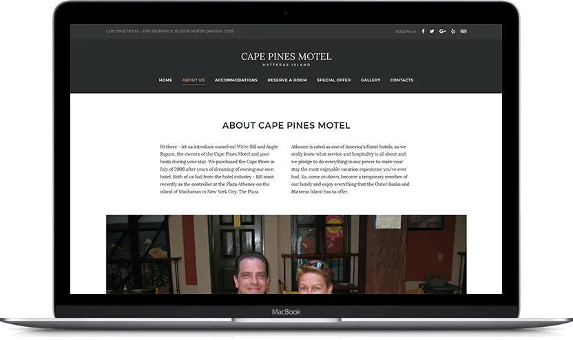 Additional desktop screen of Cape Pines Motel project