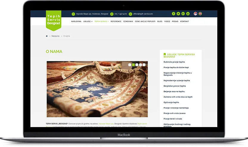 Additional desktop screen of Carpet service Belgrade project