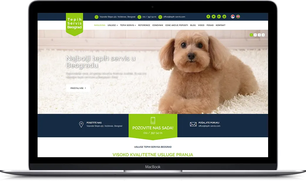 Desktop preview of Carpet service Belgrade project