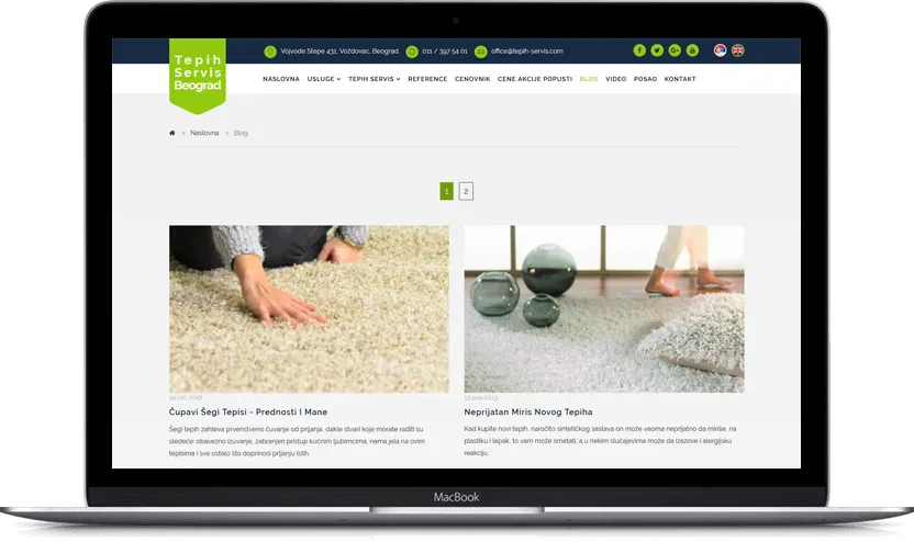 Additional desktop screen of Carpet service Belgrade project