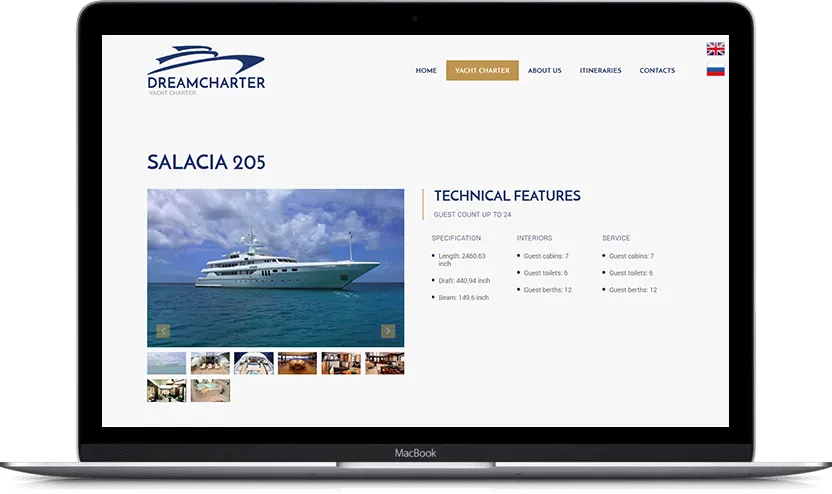 Dodatni desktop ekran projekta Dreamcharter