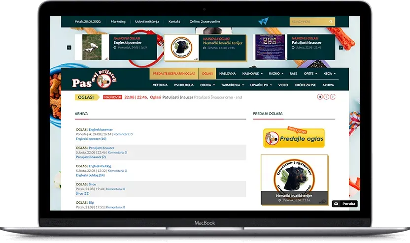 Dodatni desktop ekran projekta Pas moj prijatelj