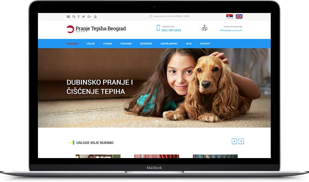 Desktop prikaz projekta Pranje tepiha Beograd