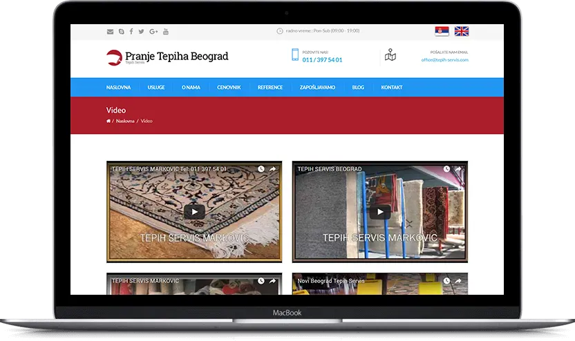 Dodatni desktop ekran projekta Pranje tepiha Beograd