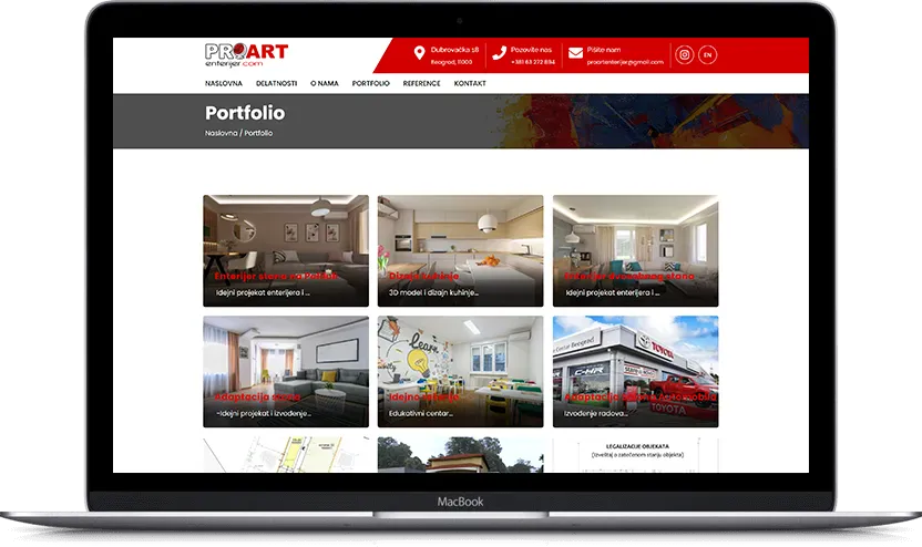 Dodatni desktop ekran projekta Pro Art Enterijer