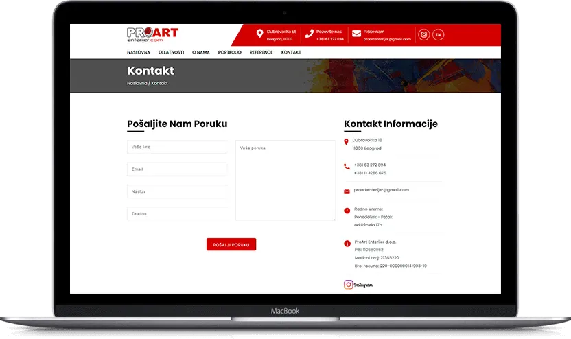 Dodatni desktop ekran projekta Pro Art Enterijer