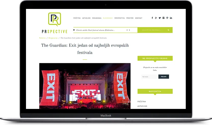 Dodatni desktop ekran projekta PRspective