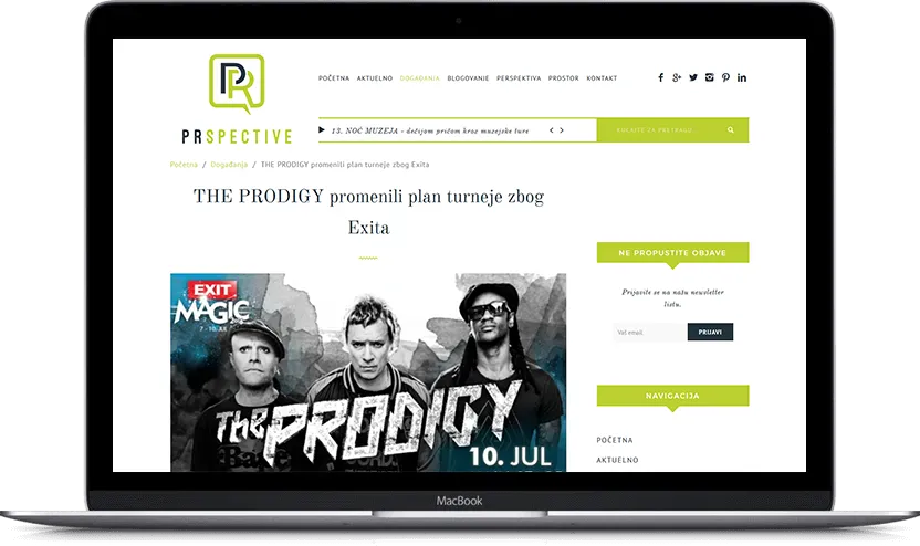 Dodatni desktop ekran projekta PRspective