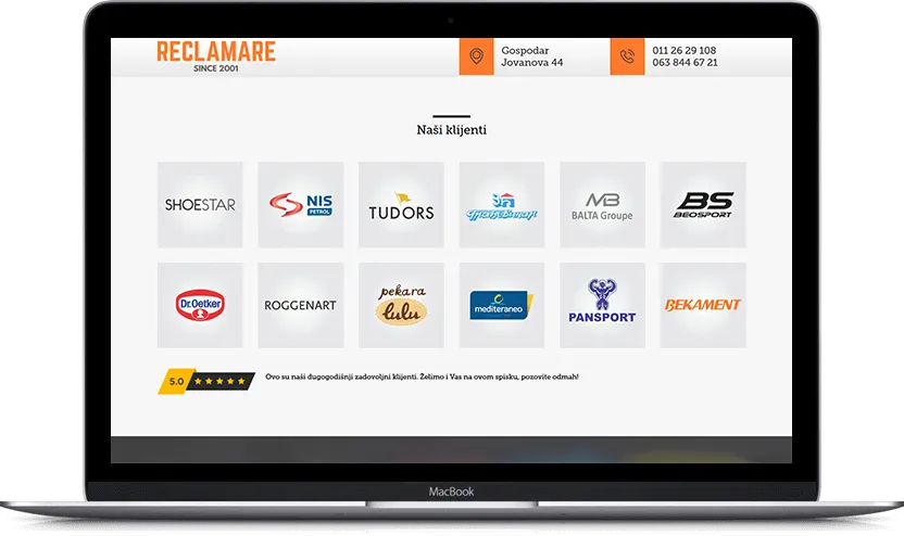Dodatni desktop ekran projekta Reclamare