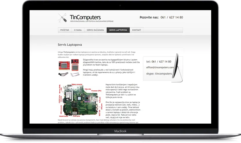 Additional desktop screen of Tincomputers project