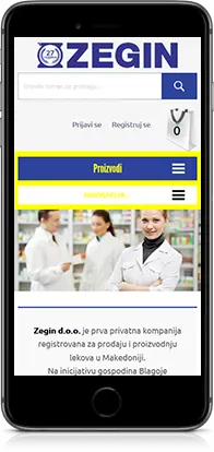 Mobilni prikaz projekta Zegin apoteka