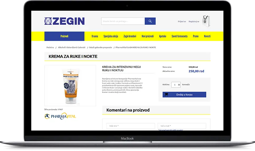 Additional desktop screen of Zegin pharmacy project
