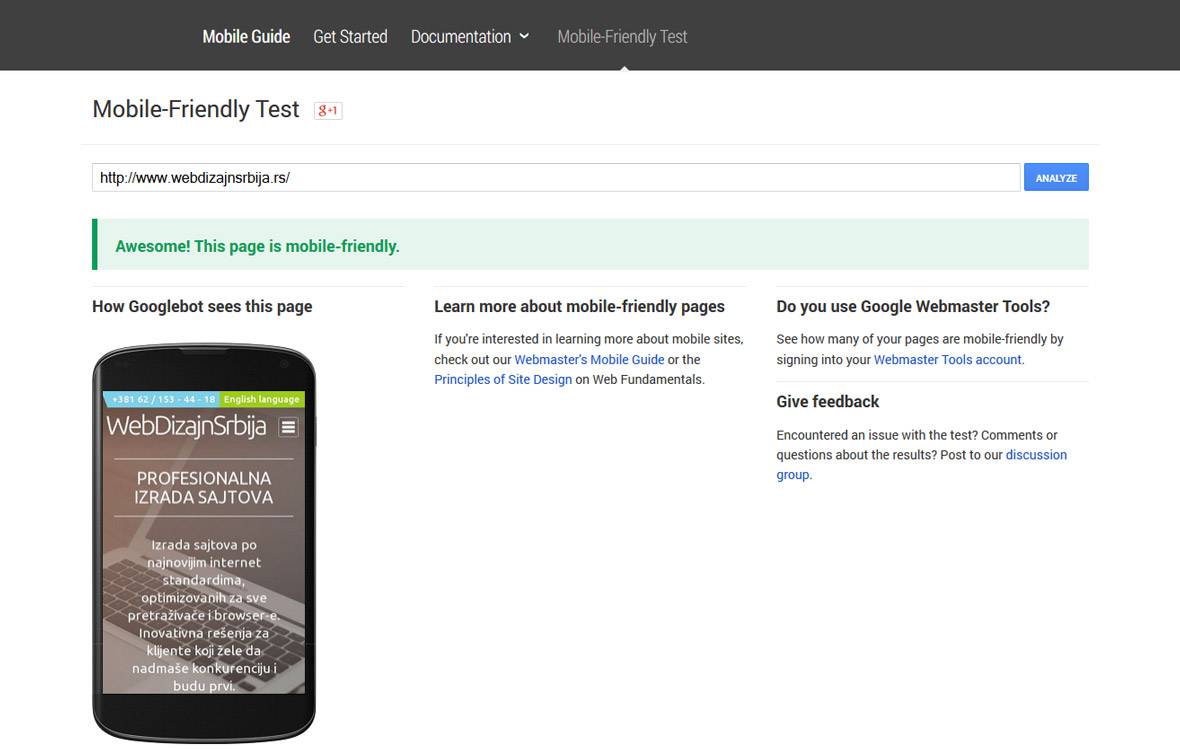 Mobile Friendly website